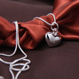 925 Sterling Silver Heart Pendant Necklace 18 Inch Snake Chain