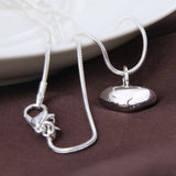 925 Sterling Silver Heart Pendant Necklace 18 Inch Snake Chain