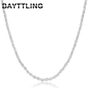 925 Sterling Silver 2MM Twisted Rope Chain Necklace - Wedding Jewelry Gift