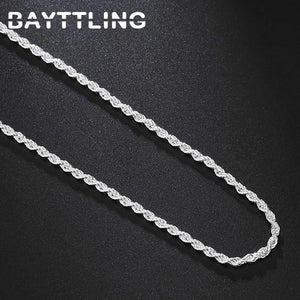 925 Sterling Silver 2MM Twisted Rope Chain Necklace - Wedding Jewelry Gift