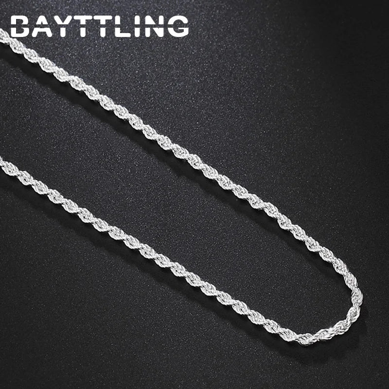 925 Sterling Silver 2MM Twisted Rope Chain Necklace - Wedding Jewelry Gift