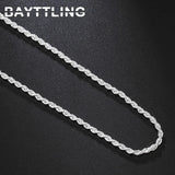 925 Sterling Silver 2MM Twisted Rope Chain Necklace - Wedding Jewelry Gift