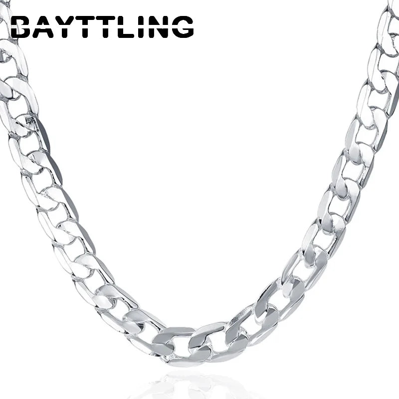 925 Silver 20/24 Inch 10MM Full Chain Necklace Wedding Gift