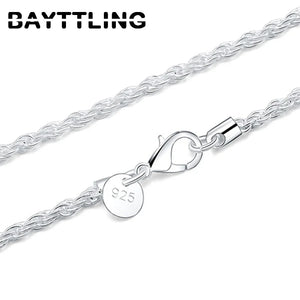 925 Sterling Silver 3MM Rope Chain Necklace 16-24 Inch Wedding Gift
