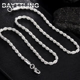 925 Sterling Silver 3MM Rope Chain Necklace 16-24 Inch Wedding Gift