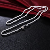 925 Sterling Silver 3MM Rope Chain Necklace 16-24 Inch Wedding Gift