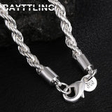 925 Sterling Silver 3MM Rope Chain Necklace 16-24 Inch Wedding Gift