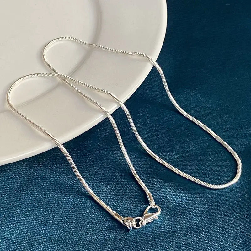 S925 Sterling Silver Snake Chain Necklace 1MM/2MM/3MM