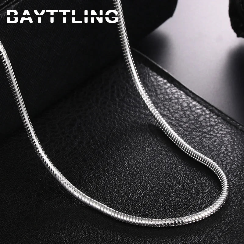 S925 Sterling Silver 3MM Snake Chain Necklace 16-24 Inch