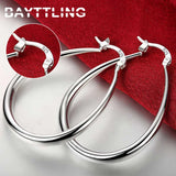 S925 Sterling Silver Round Hoop Earrings Gift Jewelry