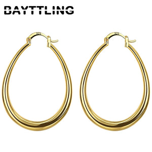 S925 Sterling Silver 44MM Gold/Rose Round Hoop Earrings For Women