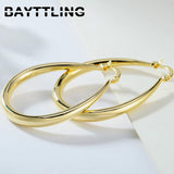 S925 Sterling Silver 44MM Gold/Rose Round Hoop Earrings For Women