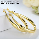 S925 Sterling Silver 44MM Gold/Rose Round Hoop Earrings For Women