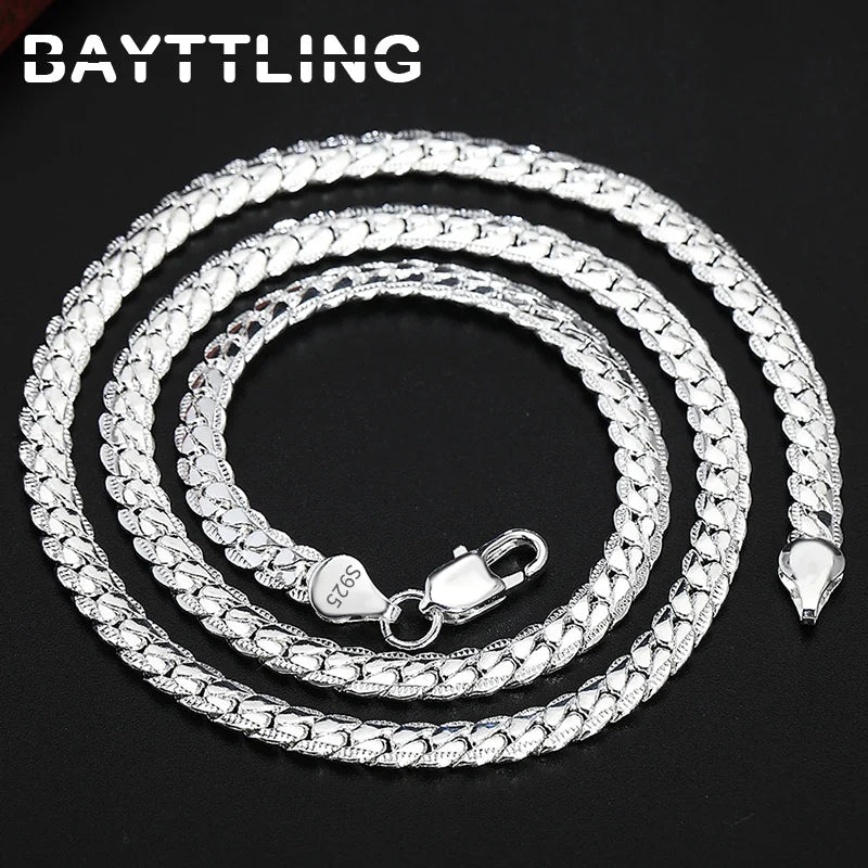 S925 Sterling Silver Gold/Silver 8/18/20/24 Inch Side Chain Necklace