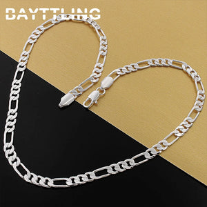 Silver 6MM 20 Inch Sideways Chain Necklace