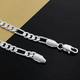 Silver 6MM 20 Inch Sideways Chain Necklace