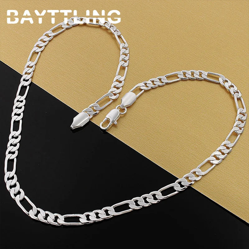Silver 6MM 20 Inch Sideways Chain Necklace