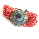 Tibetan Red Beaded Charm Bracelet with Dzi Charm