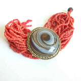Tibetan Red Beaded Charm Bracelet with Dzi Charm