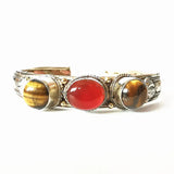 Indian Rose Copper Inlay Stone Beads Cuff Bangles