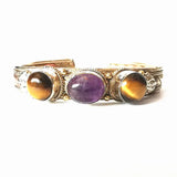 Indian Rose Copper Inlay Stone Beads Cuff Bangles