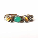 Indian Rose Copper Inlay Stone Beads Cuff Bangles