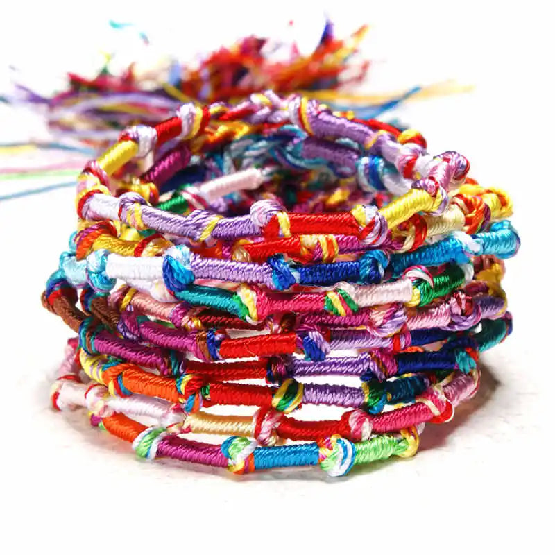 50pcs Colorful String Bracelets Friendship Bracelet Adjustable Rope