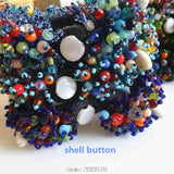 Summer Beach Bangle Lampwork Shell Stone Button Bracelet