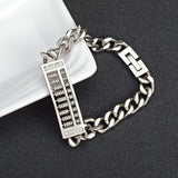 BC Women Men Silver Stainless Steel Chain Bracelet Abacus Bangle
