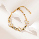 316L Stainless Steel Butterfly Zircon Charm Bracelet for Women