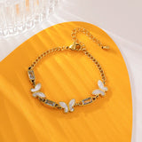 316L Stainless Steel Butterfly Zircon Charm Bracelet for Women