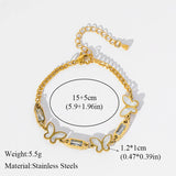 316L Stainless Steel Butterfly Zircon Charm Bracelet for Women