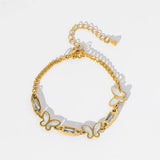 316L Stainless Steel Butterfly Zircon Charm Bracelet for Women