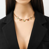 Colorful Crystal Butterfly Choker Necklace for Women Girl Neck Chain