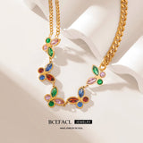 Colorful Crystal Butterfly Choker Necklace for Women Girl Neck Chain