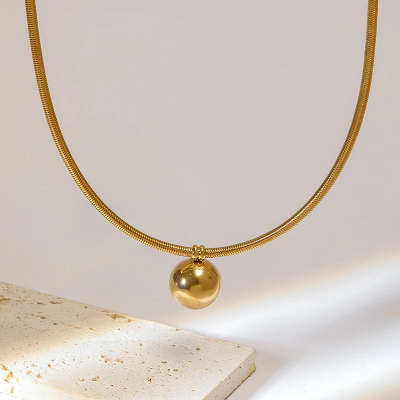 316L Stainless Steel Bead Ball Chokers Necklace For Women Girl