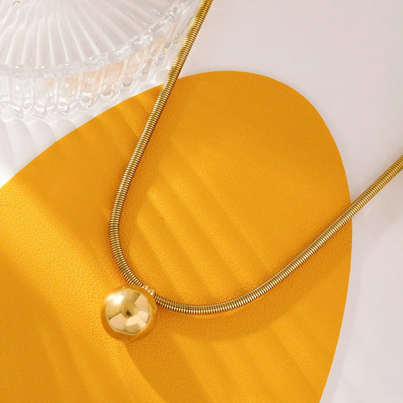 316L Stainless Steel Bead Ball Chokers Necklace For Women Girl