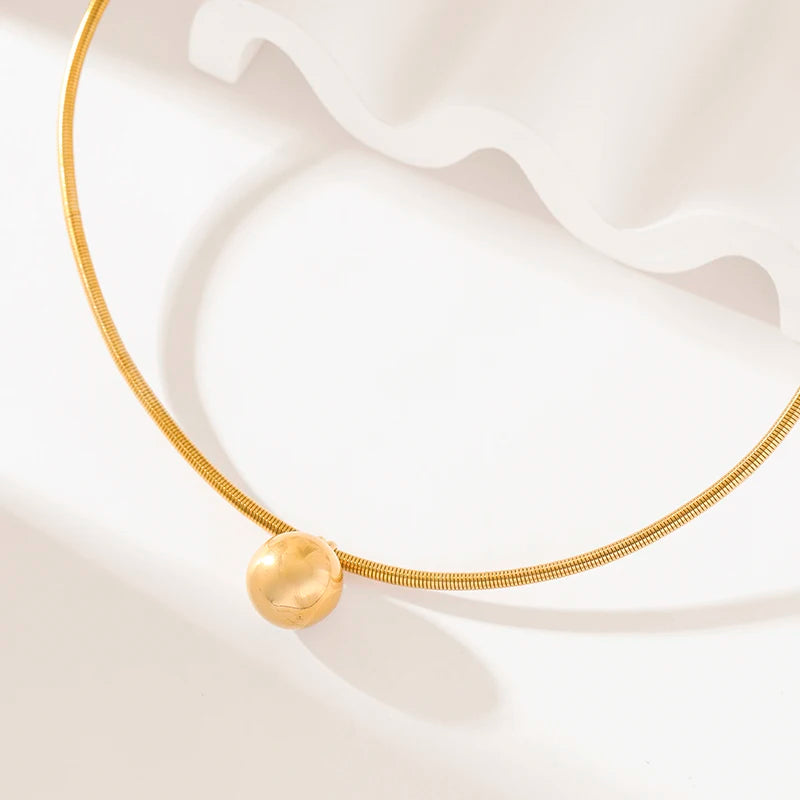 316L Stainless Steel Bead Ball Chokers Necklace For Women Girl
