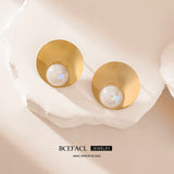 316L Stainless Steel Exaggerated Pearl Stud Earrings For Women Waterproof