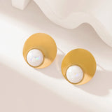 316L Stainless Steel Exaggerated Pearl Stud Earrings For Women Waterproof