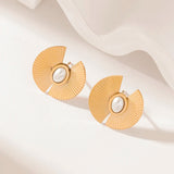 316L Stainless Steel Exaggerated Pearl Stud Earrings For Women Waterproof