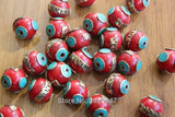 Tibetan Brass Mantras Amulets Beads 17mm Nepal Resin 4 PCS Beads Lot