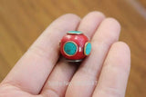 Tibetan Brass Mantras Amulets Beads 17mm Nepal Resin 4 PCS Beads Lot