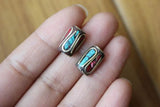 Nepalese Brass Colorful Stone Cylinder Beads Diy Jewelry Spacers 10 pcs Lot