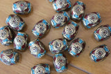 Nepal Tibetan Brass Stone Beads Pendant 4 Beads Lot