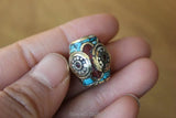 Nepal Tibetan Brass Stone Beads Pendant 4 Beads Lot