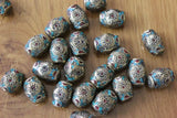 Nepal Tibetan Brass Stone Beads Pendant 4 Beads Lot