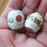 BD210 Nepal Beads 28mm*24mm Mantras Shell Beads 2 PCS