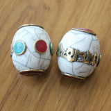 BD210 Nepal Beads 28mm*24mm Mantras Shell Beads 2 PCS