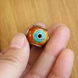Tibetan Brass Resin 16mm Round Beads Buddha Eye Colorful DIY Loose Beads 4 PCS